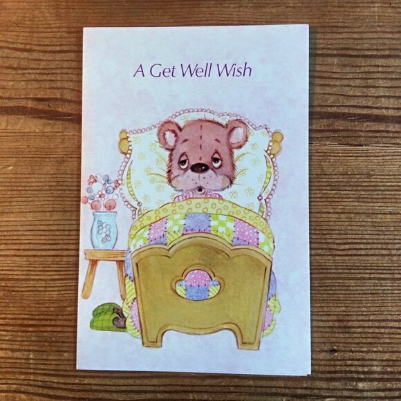 Set of 5 Vintage Get Well Greeting Cards with Envelopes – Cute Animal Artwork - Picture 6 of 7